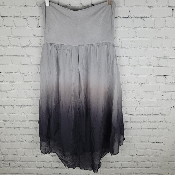 GIUSY | flowy lined high-low silk ombre skirt - Picture 2 of 5